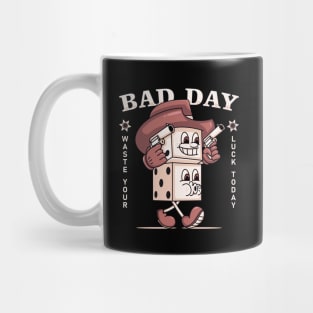 Bad day, retro cartun dice cowboy mascot Mug